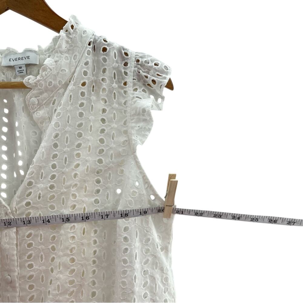 Evereve Calista Eyelet Ruffle Sleeveless Button Down Boho Blouse Size Medium - Picture 10 of 14